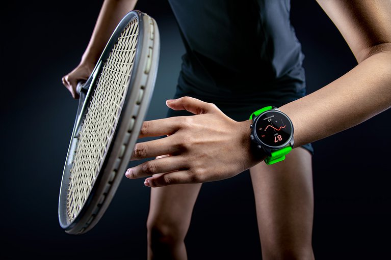 Razer X Fossil Gen 6 Smartwatch on hand (sport) with green strap