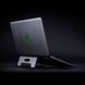 Razer Laptop Stand (Black) with Razer Laptop - Black Background with Light (Back-Angled View)