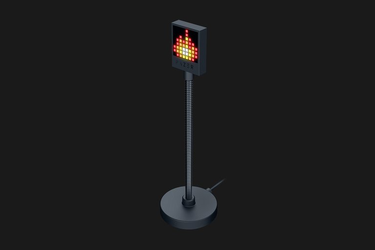 Razer Emote Display - Black Background with Light (Left-Angled View)