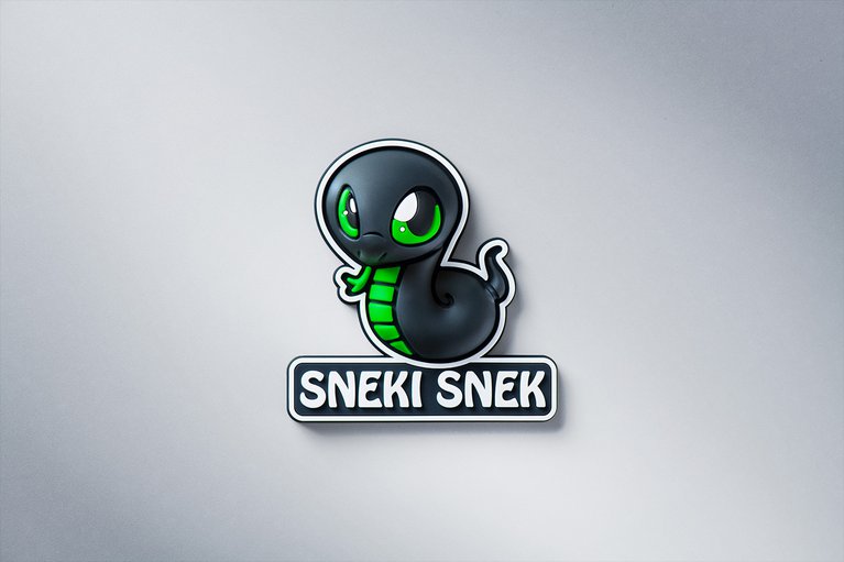 Razer Sneki Snek Fridge Magnet (Sneki Snek) - Silver Background with Light