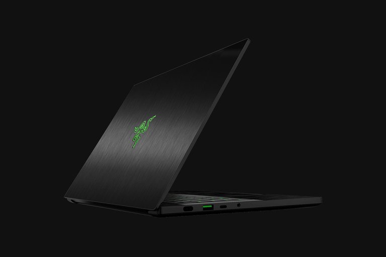 Razer Blade 14 (Angled View) Skin - Brushed Metal (Black) Full