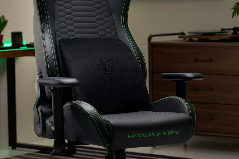 Razer Lumbar Cushion on Iskur X - Home Posture Assistant