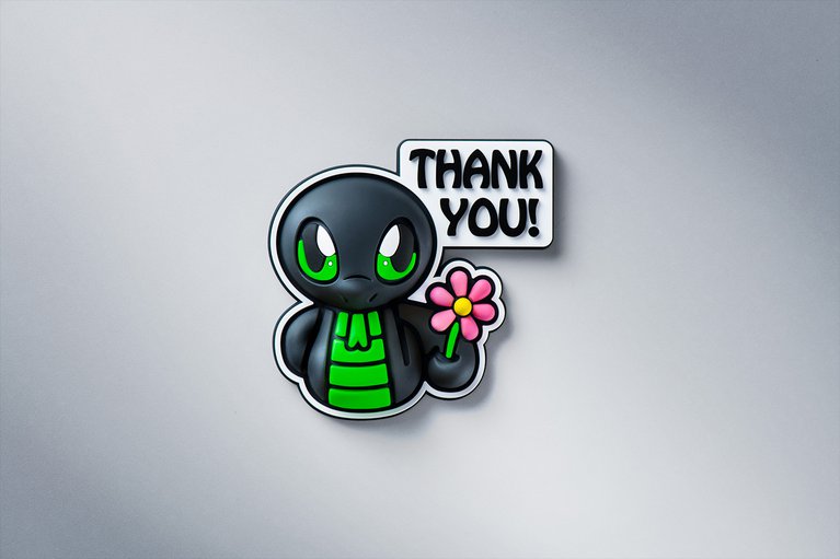 Razer Sneki Snek Fridge Magnet (Thank You) - Silver Background with Light