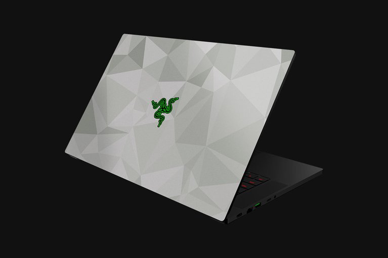 Razer Blade 15 Base (Angled View) Skin - Geometric (Mercury) Top
