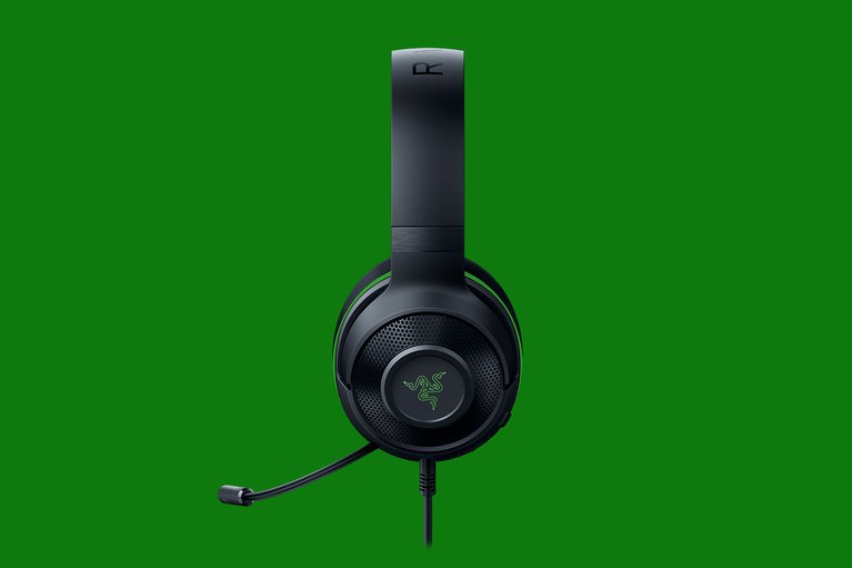 Razer Kraken X for Xbox - Green Background with Light (Side View)