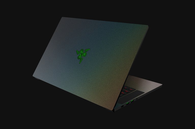 Razer Blade 15 Advanced (Angled View) Skin - Satin Flip (Grey) Full