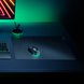 Razer Sphex V3 Small on Razer Workstation - Black Background Green Backlight (Front View)