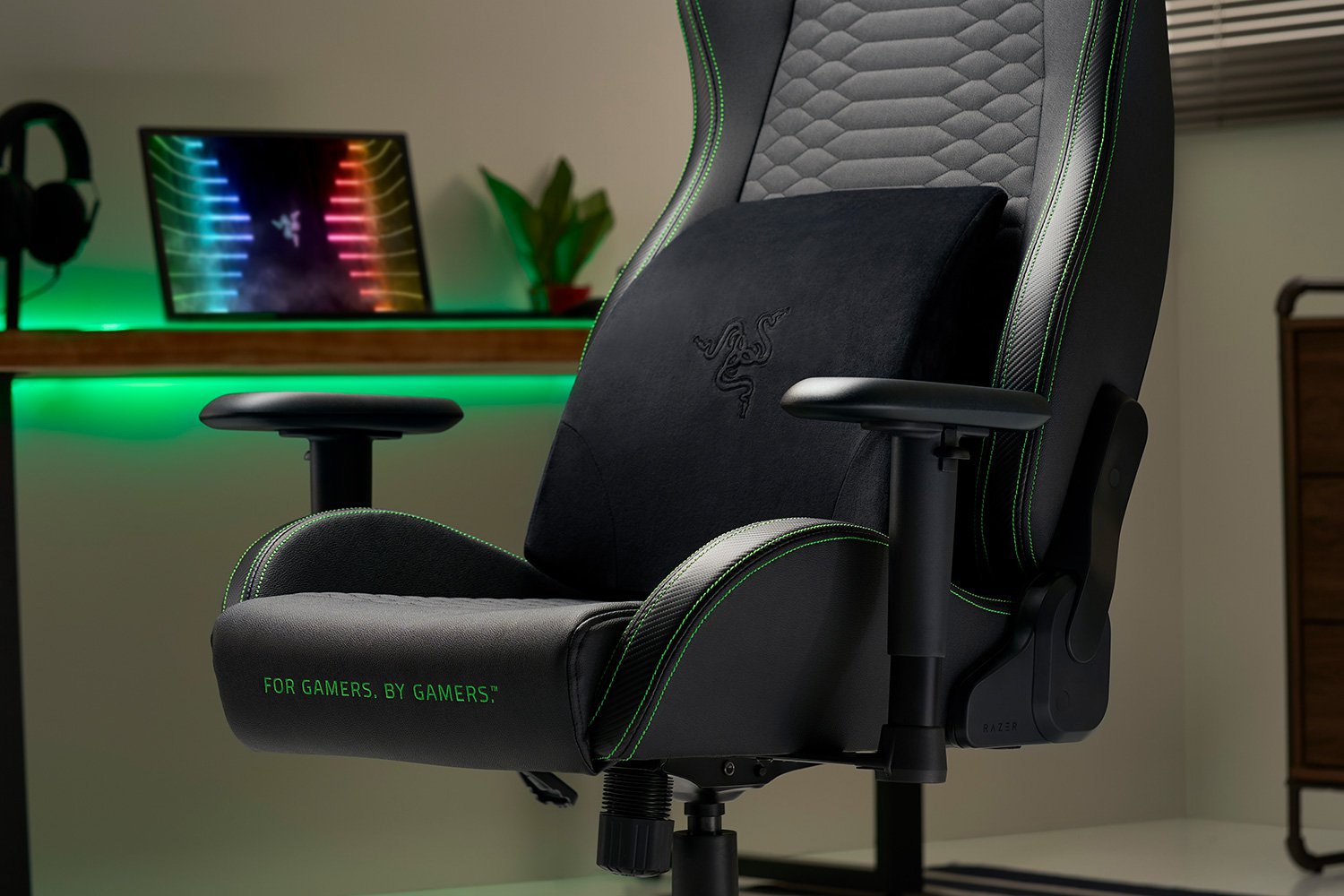 Razer Lumbar Cushion on Iskur X - Office Posture Assistant