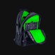 Razer Rogue 15.6 Backpack V2 Open Compartments - Black Background with Light (Angled View)