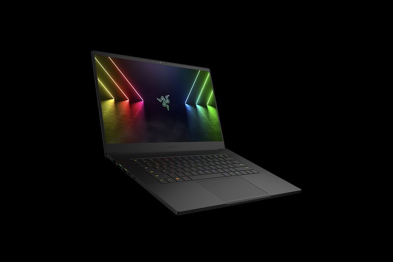 Razer Blade 15 240Hz - Black Background with Light (Left-Angled View)