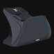 Razer Universal Quick Charging Stand (Carbon) - Black Background with Light (Angled View)