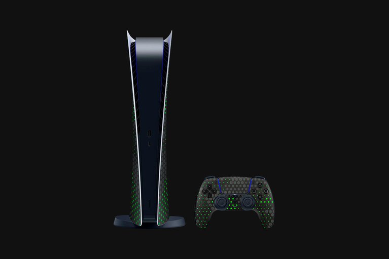 Razer Skins - PlayStation 5 (Digital) - Green Hex Camo - Complete -view 1
