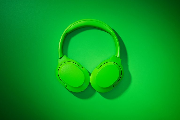 Razer Opus X (Green) Folded - Green Background with Light
