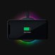 Razer Chaging Pad Chroma with iPhone - Black Background with Light (Top-Down View)
