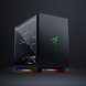 Razer Tomahawk Mini ITX - Black Background with Light (Angled View)