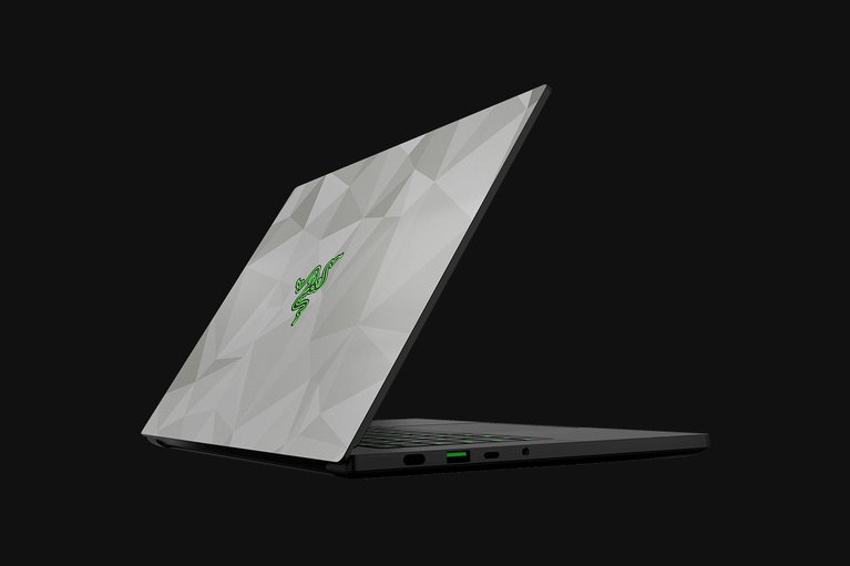 Razer Blade 14 (Angled View) Skin - Geometric (Mercury) Top