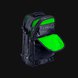 Razer Rogue 17.3 Backpack V2 Open Compartments - Black Background with Light (Angled View)