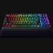 Razer Huntsman V2 Tenkeyless (Red Switch) US (Black) - Black Background with Light (Tilted View)