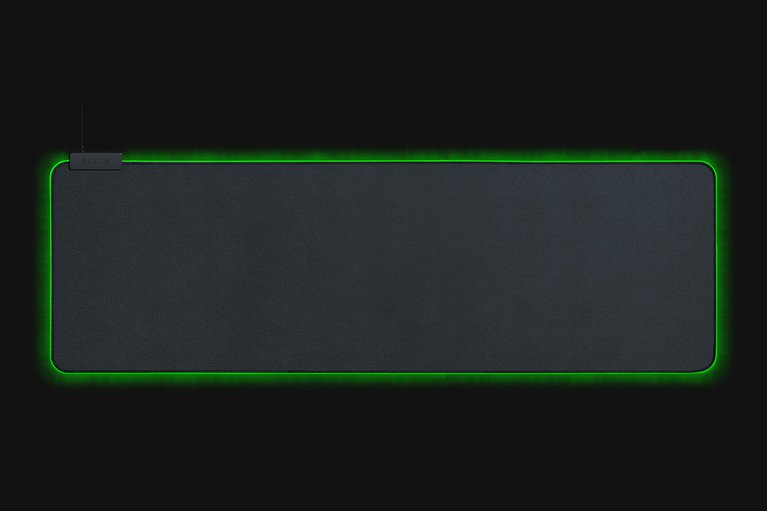 Razer Goliathus Extended Chroma Mat (Black) - Black Background with Light (Front View)