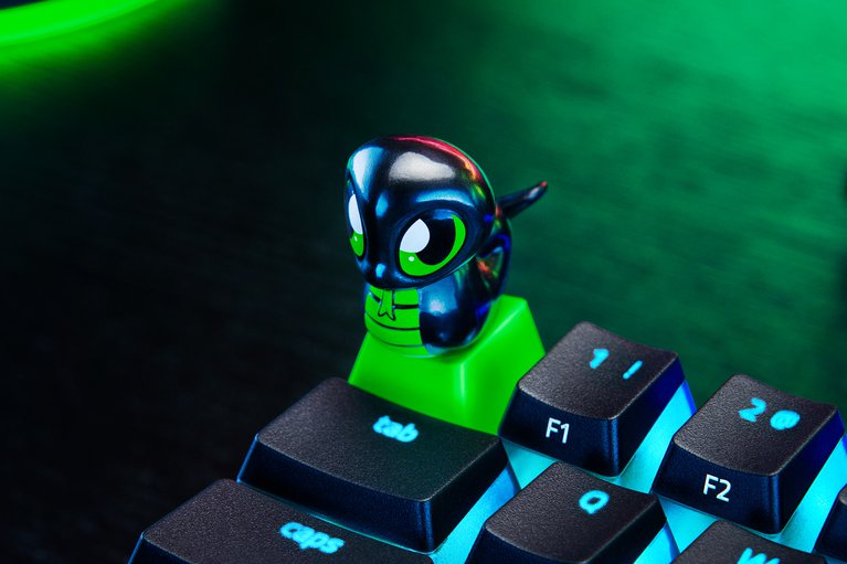 Razer Sneki Snek Keycap on keyboard closeup to showcase utility and Sneki Snek design