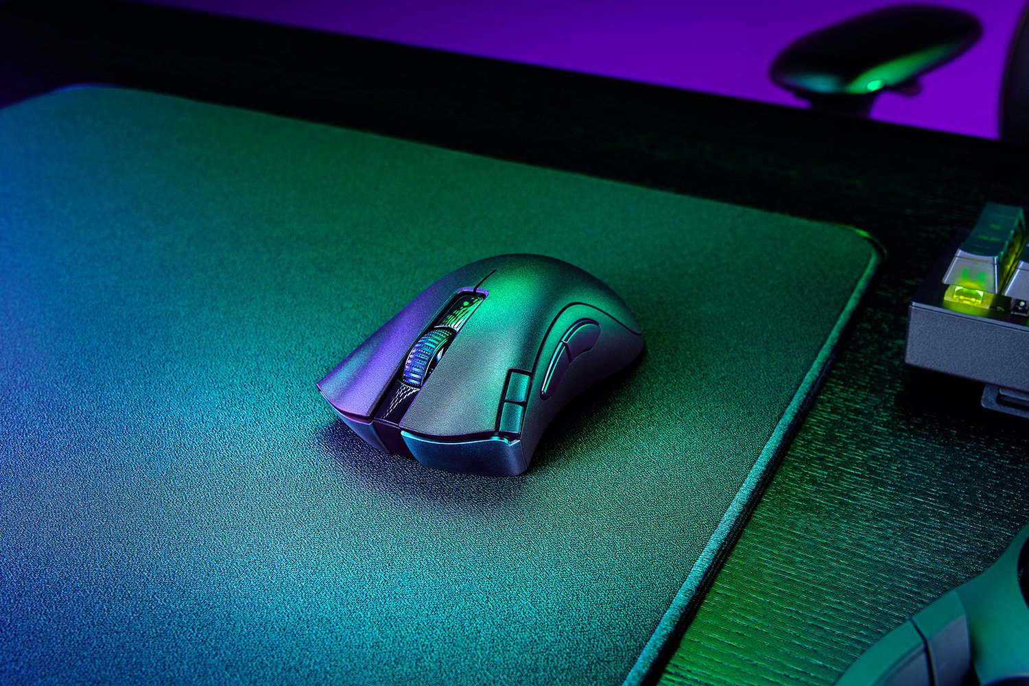 DeathAdder V2 X HyperSpeed on Razer Strider - Razer Workstation (Angled View)