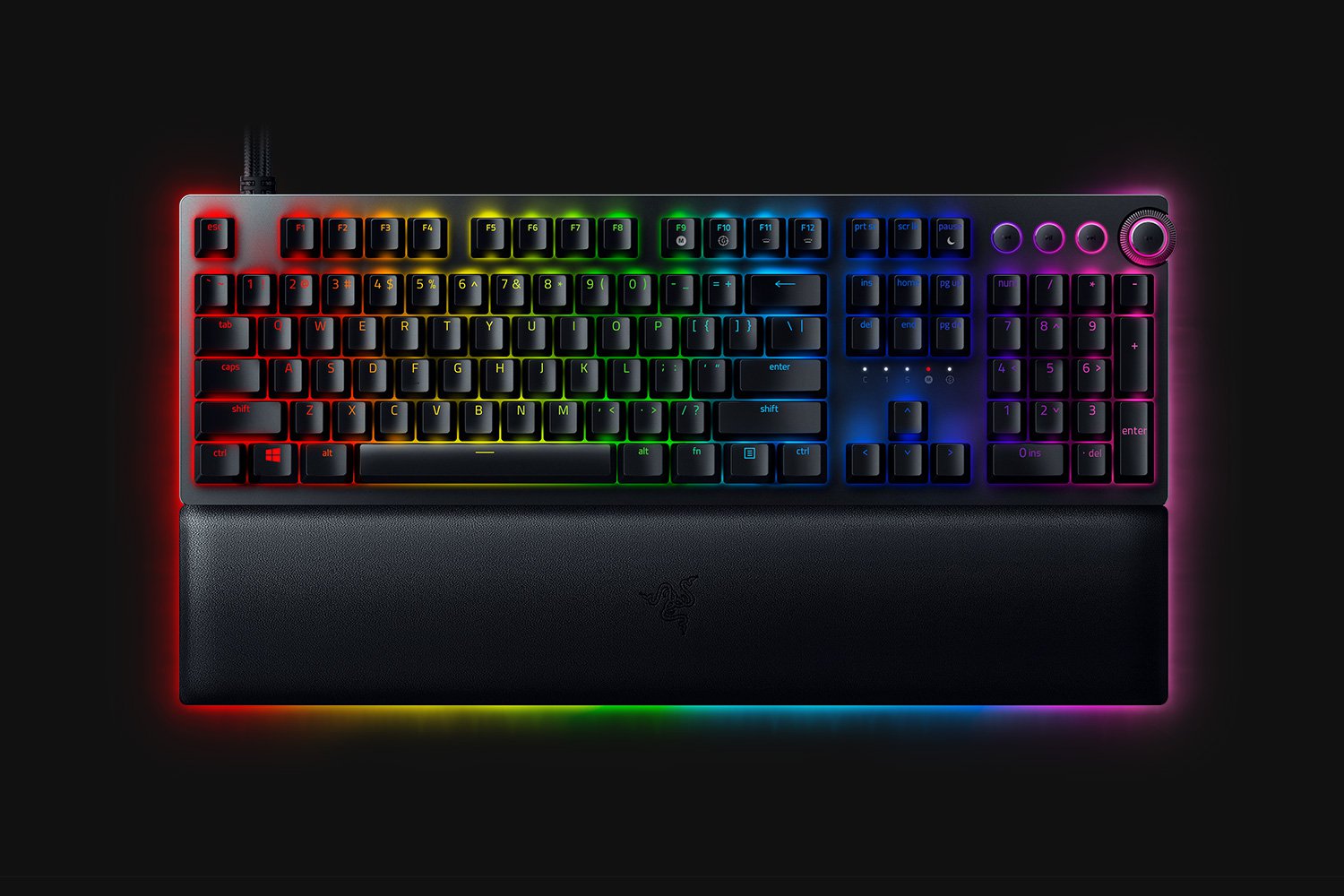 Razer Huntsman Analog US - Black Background with Light (Top-Down View)