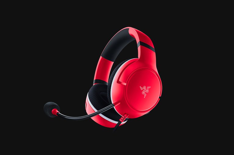 Razer Kaira X for Xbox (Pulse Red) - Black Background with Light (Lower-Angled View)