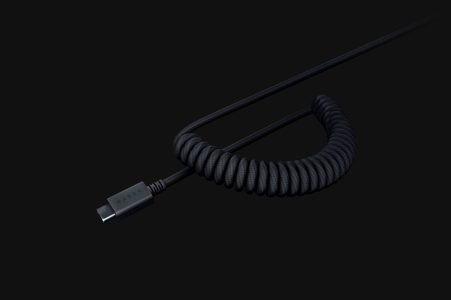 Razer Coiled Cable (Black) - Black Background with Light
