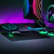 Razer Sphex V3 Small on Razer Workstation - Black Background Purple Backlight (Angled View)