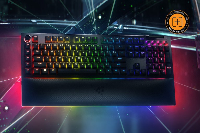 thumbnail image 2 of Razer BlackWidow V4 Pro 75% Wireless Hot-Swappable Gaming Keyboard – Orange Tactile Switch – Black 2 of 4