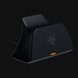 Razer Quick Charging Stand for PS5™  (Black) - Black Background with Light (Angled View)