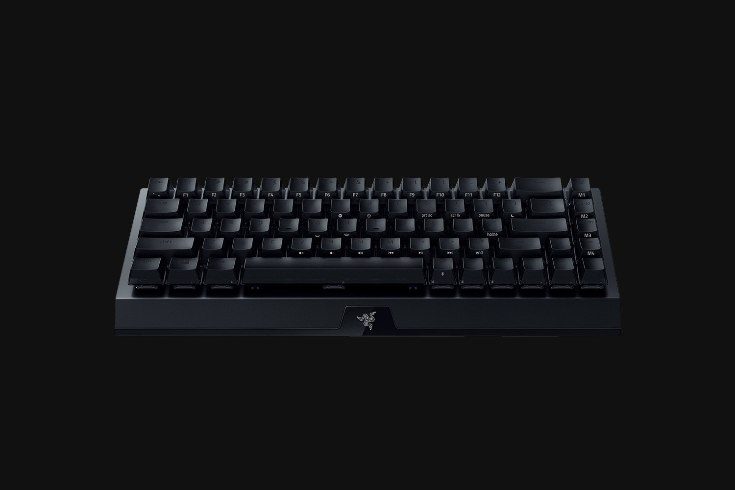 Razer BlackWidow V3 Mini Hyperspeed (Yellow Switch) US (Phantom Ed) Chroma Off - Black Background with Light (Tilted View)