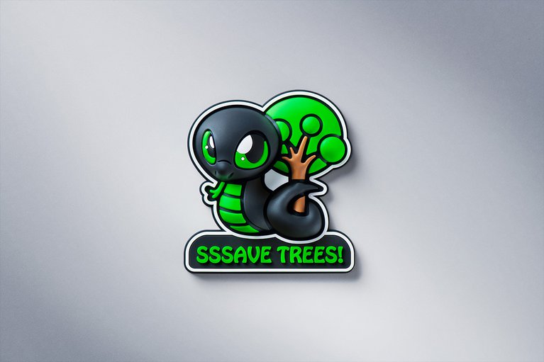 Razer Sneki Snek Fridge Magnet (Sssave Trees) - Silver Background with Light