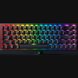 Razer BlackWidow V3 Mini Hyperspeed (Yellow Switch) US (Phantom Ed) - Black Background with Light (Top-Down View)