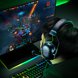 Male Model with Razer Blackshark V2 X (Black) with Workstation DOTA2 (Green Theme)