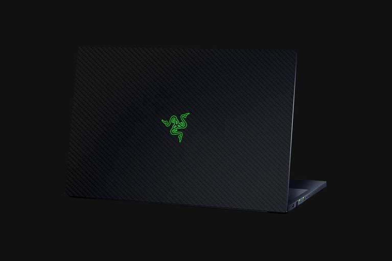 Razer Blade 17 Base (Angled View) Skin - Carbon Fiber (Black) Top