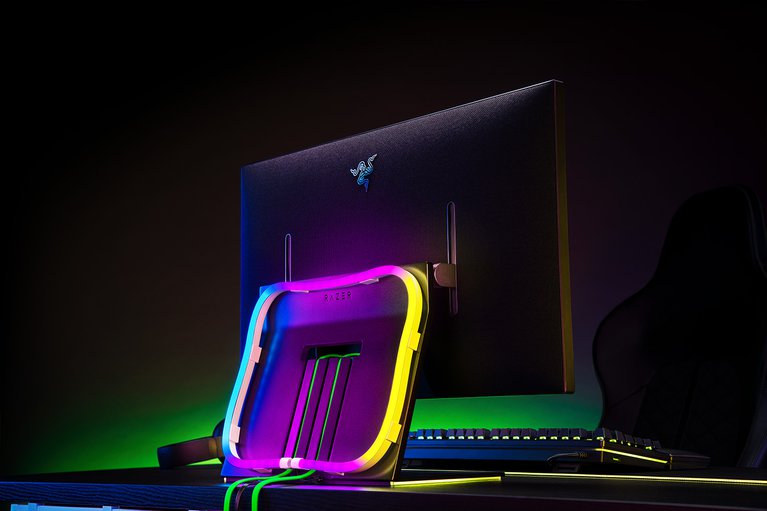 Razer Chroma Light Strip Attached to Workstation (Back View)