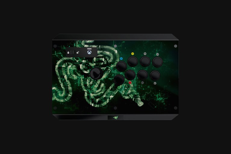 Razer Atrox Xbox One - Black Background with Light (Top-Down View)