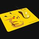 Razer DeathAdder Essential with Razer Goliathus Mouse Mat (Pikachu) - Black Background with Light (Angled View)