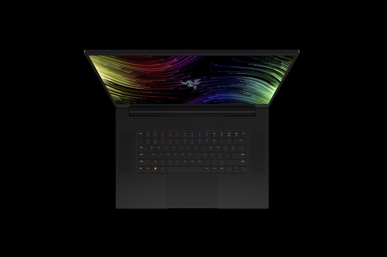 Razer Blade 17 165Hz - Black Background with Light (Top-Down View)