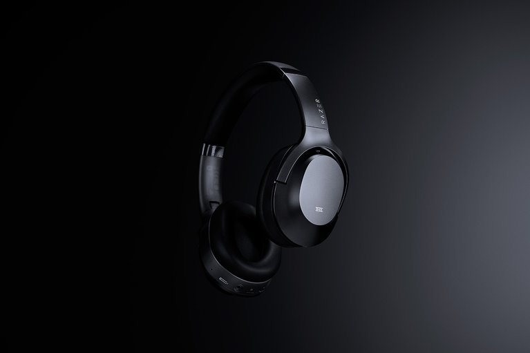 Razer Opus (Black) - Black Background with Light (Lower-Angled View)