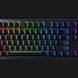 Razer Huntsman TE US (Black Keys) Closeup - Black Background with Light (Front View)