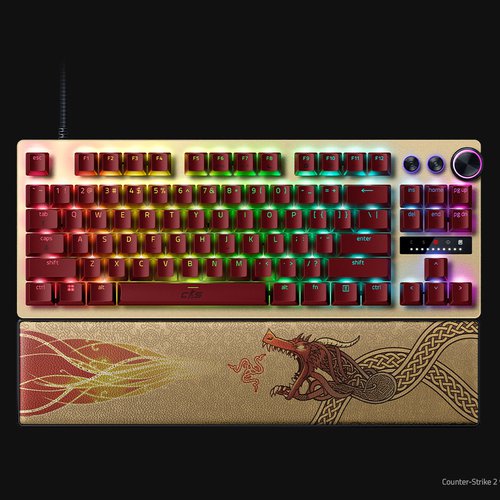 Razer Huntsman V3 Pro Tenkeyless - TKL Clavier PC Analogique Optique Esports (Déclenchement Rapide, Roue Multifonction Avec 2 Touches Dédiées, Capuchons PBT) QWERTY US Layout | Blanc