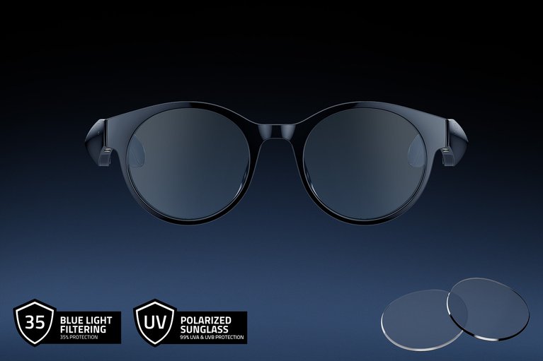 Razer Anzu Smart Glasses  - Round Design - Size L - Blue Light and Sunglass Lens Bundle