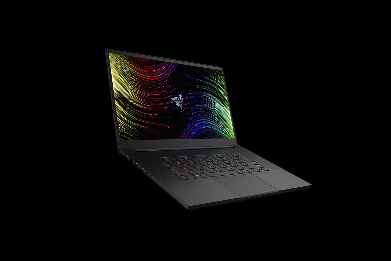 Razer Blade 17 165Hz - Black Background with Light (Left-Angled View)