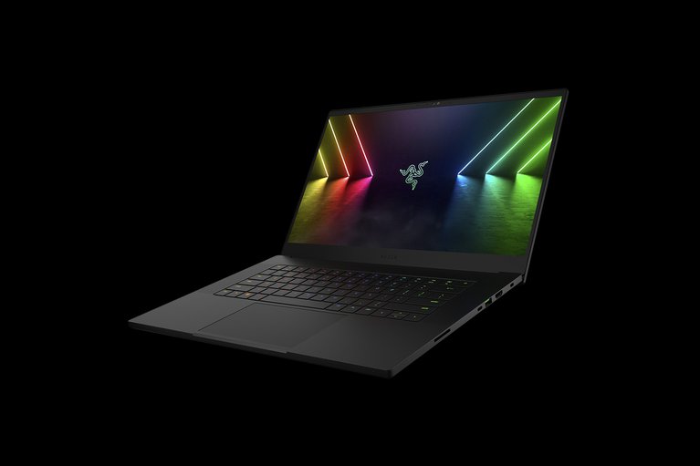 Razer Blade 15 240Hz - Black Background with Light (Right-Angled View)