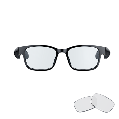 Razer Anzu Smart Glasses - Conception rectangulaire - Taille S/M - Bundle de verres anti-lumière bleue et solaires