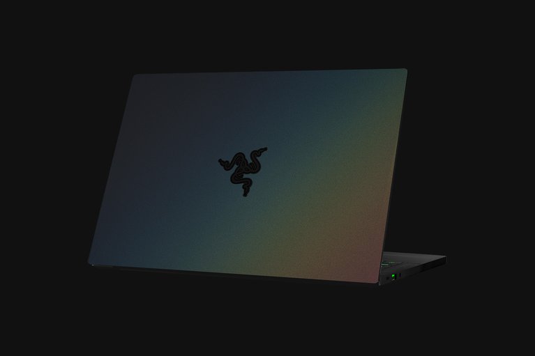 Razer Blade Stealth 13 (Angled View) Skin - Satin Flip (Grey) Top