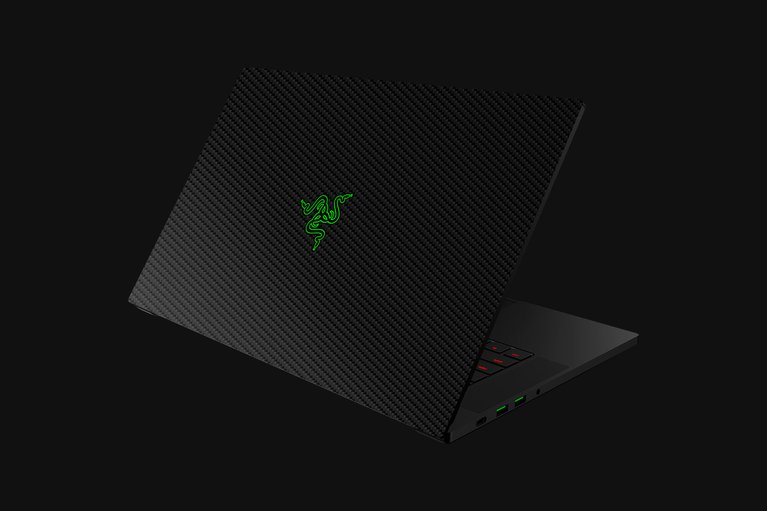 Razer Blade 15 Advanced (Angled View) Skin - Carbon Fiber (Black) Top