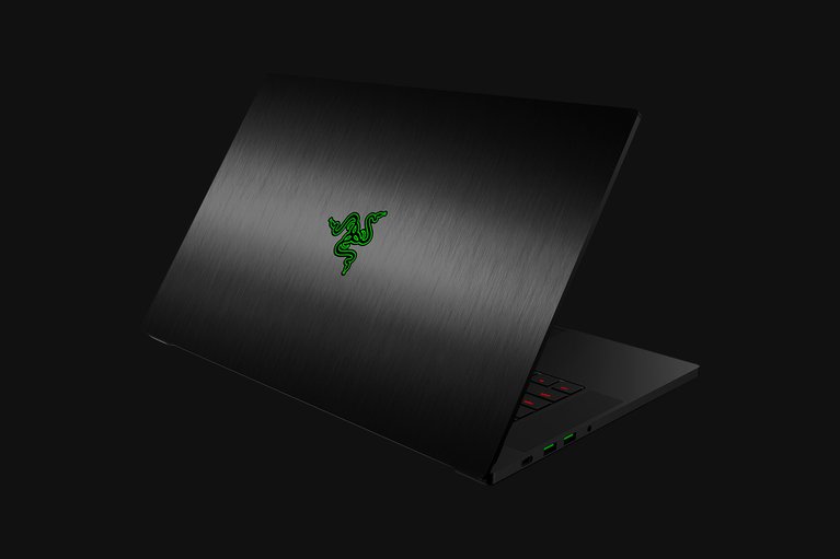 Razer Blade 15 Advanced (Angled View) Skin - Brushed Metal (Black) Top